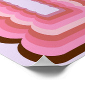 波状レトロ抽象芸術ピンク ポスター (角)