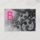 波状一文字写真テンプレートピンク白黒 名刺 (裏面)