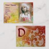 波状一文字写真テンプレートピンク黄褐色 名刺 (正面/裏面)