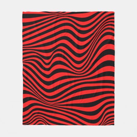 波状光学的錯覚パターン フリースブランケット (正面)