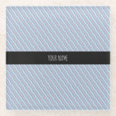 波状垂直オレンジ色パターミニマルン ガラスコースター (正面)