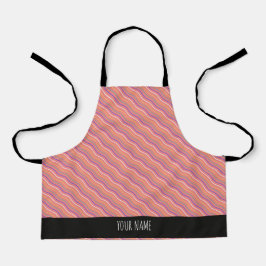 波状垂直ピーチイエローブルーミニマルパターン エプロン