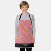 波状垂直ピーチイエローブルーミニマルパターン エプロン (着用した状態)