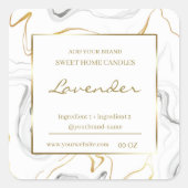 波状大理石および金ゴールド材料製品ラベル スクエアシール (正面)