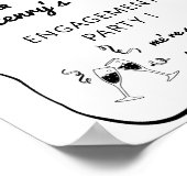 波状婚約パーティ符号、お洒落婚約 ポスター (角)