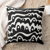 波状抽象芸術白黒 クッション (ブランケット)