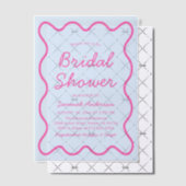 波状曲モダン曲レトロピンクブルーブライダルシャワー ベラム紙招待状 (オフセット (招待状))