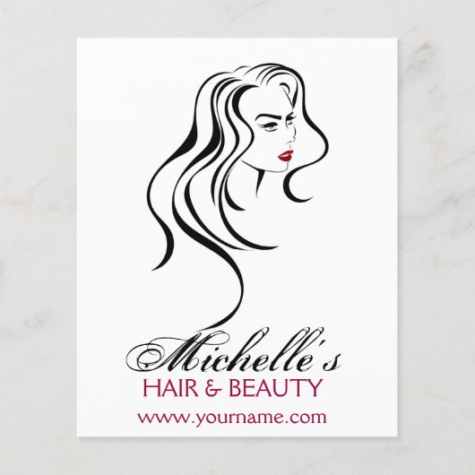 波状毛および化粧アイコンを持つ美しい女の子 チラシ (正面)