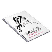 波状毛および化粧アイコンを持つ美しい女の子 ノートブック (右側)