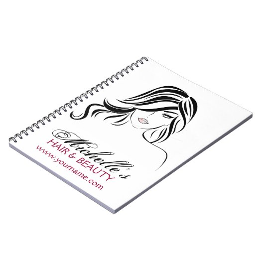 波状毛および化粧アイコンを持つ美しい女の子 ノートブック (左側)