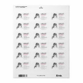 波状毛および化粧アイコンを持つ美しい女の子 ラベル (フルシート)