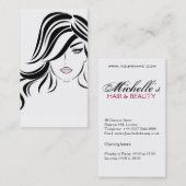 波状毛および化粧アイコンを持つ美しい女の子 名刺 (正面/裏面)