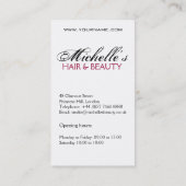 波状毛および化粧アイコンを持つ美しい女の子 名刺 (裏面)