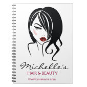 波状毛の化粧アイコンを持つ美しい女の子 ノートブック (正面)