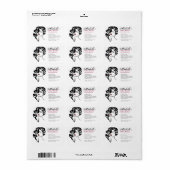 波状毛の化粧アイコンを持つ美しい女の子 ラベル (フルシート)