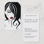 波状毛の化粧アイコンを持つ美しい女の子 名刺 (正面/裏面)