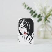 波状毛の化粧アイコンを持つ美しい女の子 名刺 (スタンド正面)