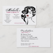 波状毛の化粧アイコンを持つ美しい女の子 名刺 (正面/裏面)