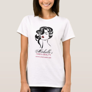 波状毛の化粧アイコンを持つ美しい女の子 Tシャツ