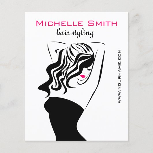 波状毛のHairstylingのブランディングの美しい女の子 チラシ (正面)