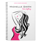 波状毛のHairstylingのブランディングの美しい女の子 ノートブック (正面)