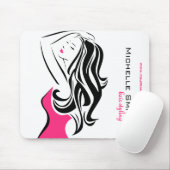 波状毛のHairstylingのブランディングの美しい女の子 マウスパッド (マウス)