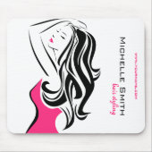 波状毛のHairstylingのブランディングの美しい女の子 マウスパッド (正面)