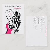 波状毛のHairstylingのブランディングの美しい女の子 名刺 (正面/裏面)