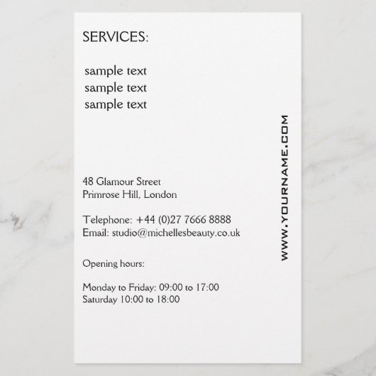 波状毛のHairstylingのブランディングアイコンを持つ女の子 チラシ (裏面)