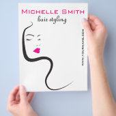 波状毛のHairstylingのブランディングアイコンを持つ女の子 チラシ (手)