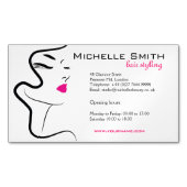 波状毛のHairstylingのブランディングアイコンを持つ女の子 マグネット名刺 (正面)