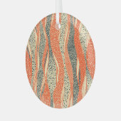 波状水玉模様、手書きパターン。 ガラスオーナメント (正面左)