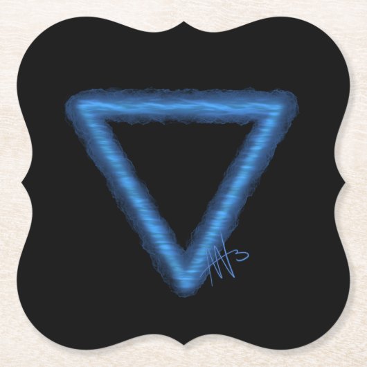 波状水要素の錬金術シンボル ペーパーコースター (正面)