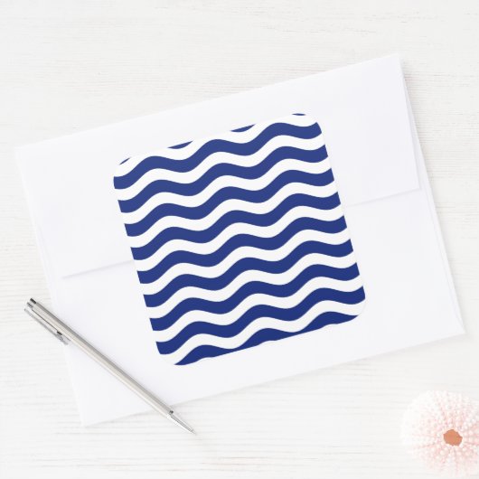 波状海軍ストライプな装飾 スクエアシール (封筒)