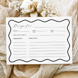 波状白黒ブライダルシャワーレシピカード 招待状