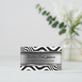 波状白黒線 |メタリック 名刺 (スタンド正面)
