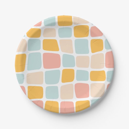 波状石畳カラフルパーティープレート ペーパープレート (正面)