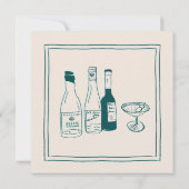 波状緑の手書きレトロウェディングsvp 招待状 (裏面)