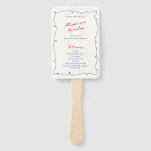 波状縁どお洒落とスクリプトの結婚式 プログラム ハンドファン (正面)