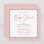 波状縁ど赤ちゃんシャワー招待状 招待状 (正面/裏面)