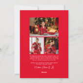波状縁のフレームシンプルの赤いクリスマスフォト シーズンカード (裏面)