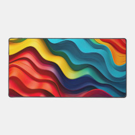 波状虹色の背景 デスクマット