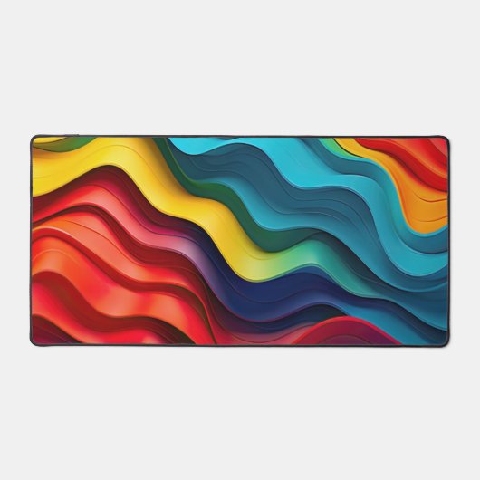 波状虹色の背景 デスクマット (正面)