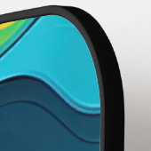 波状虹色の背景 ピックルボールラケット (左詳細)