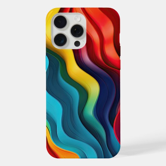 波状虹色の背景 iPhoneケース (裏面)
