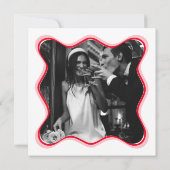 波状赤と白カラフル結婚の サンキューカード (裏面)