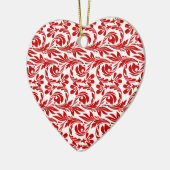 波状赤白ハート型オーナメント セラミックオーナメント (左)