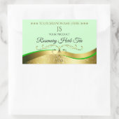 波状金ゴールドグラマーDecorライトグリーンモノグラムラベル 長方形シール (バッグ)