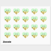 波状金ゴールドグラマーDecor on Light Green Thank You ハートシール (シート)