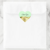 波状金ゴールドグラマーDecor on Light Green Thank You ハートシール (バッグ)